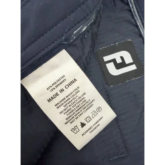 Footjoy FJ Golf Shorts Mens 40 Flat Front Casual Stretch 9" Inseam Navy Blue - Picture 3 of 13